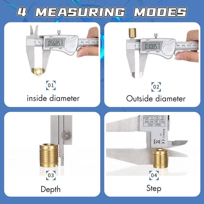 Simhevn Electronic Digital Calipers, inch and Millimeter Conversion,LCD Screen displays 0-6" Caliper Measuring Tool, Automatic Shutdown, Suitable for DIY/Jewelry Measurement (200mm Stainless Steel) - Image 3